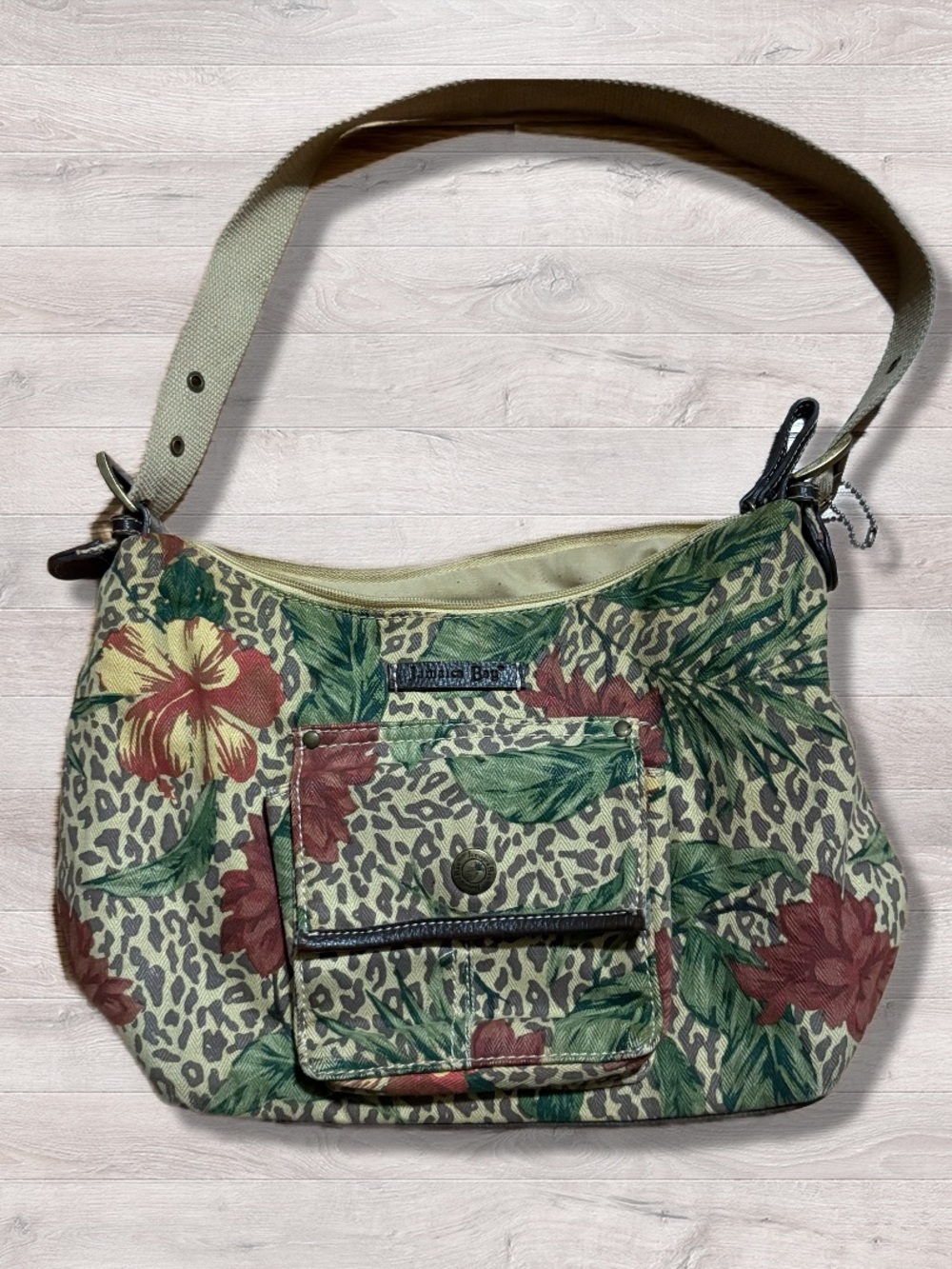 Y2K 2000s Jamaica Bay Leopard Floral Shoulder Bag Purse Tropical